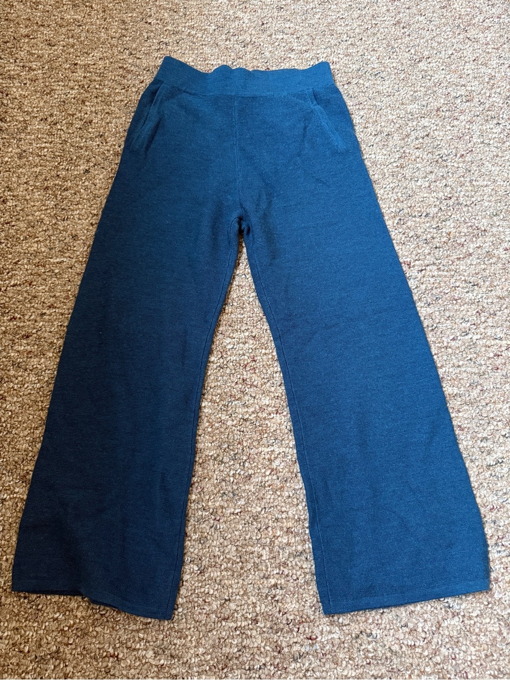The Reset 100% Wool Blue Wide-Leg Knit Pants